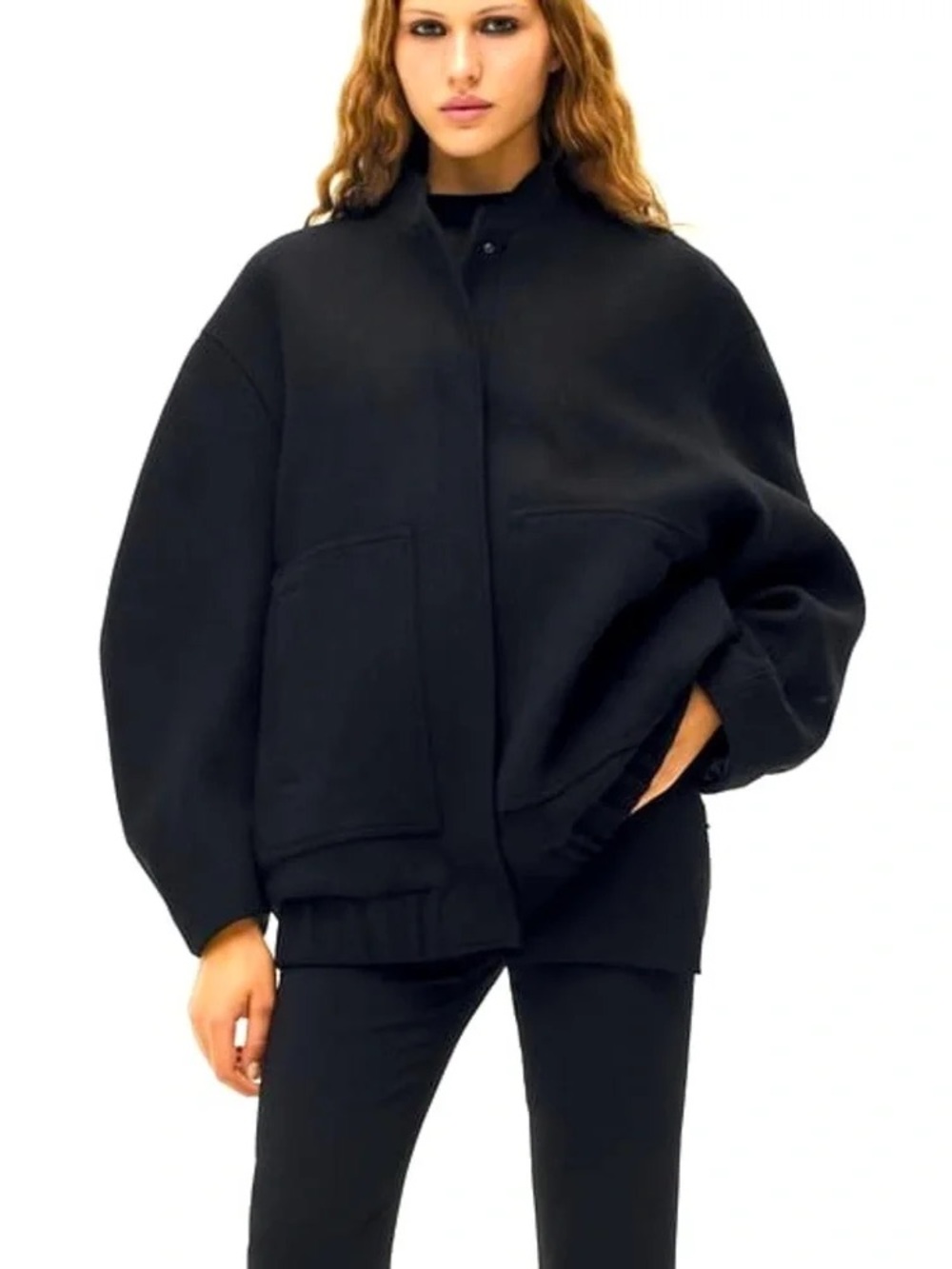 Zara Oversized Black Bomber Jacket